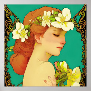 Celtic Lady mit Blume in ihrem Haar Poster