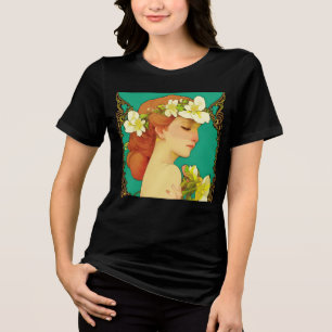 Celtic Lady mit Blume in ihrem Haar Tri-Blend Shirt