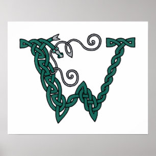 Celtic Letter W print Poster