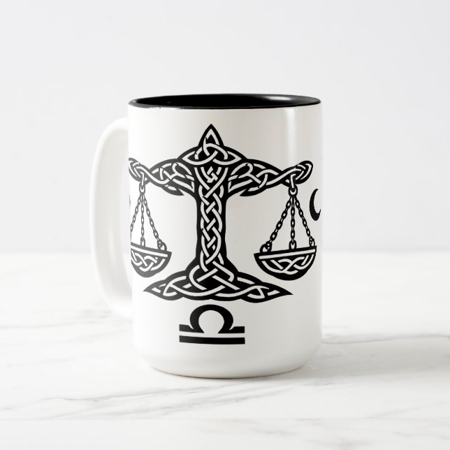    Celtic Libra Waage von BurnsInHell Zweifarbige Tasse (Vorderseite Links)