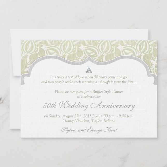 Celtic Liebe kennt Damask 50. Hochzeitstag Einladung (Vorderseite)