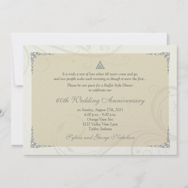 Celtic Liebe Knot Diamond Wedding Jubiläum Einladung (Vorderseite)