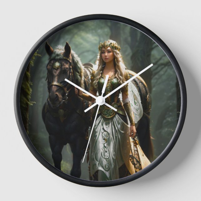 Celtic Maiden and Horse Uhr (Vorderseite)
