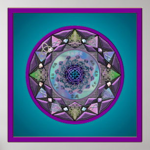 Celtic Mandala Gerahmt in Cool Hues Poster