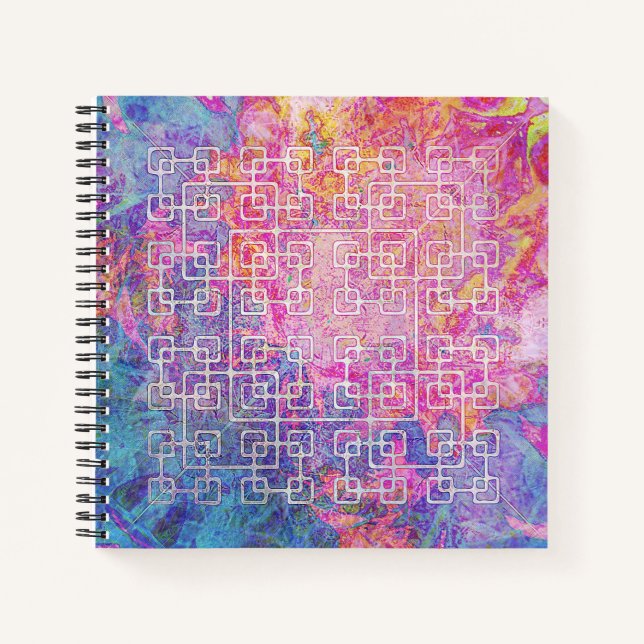 Celtic Maze - Spiral Square Notebook Notizbuch (Vorderseite)