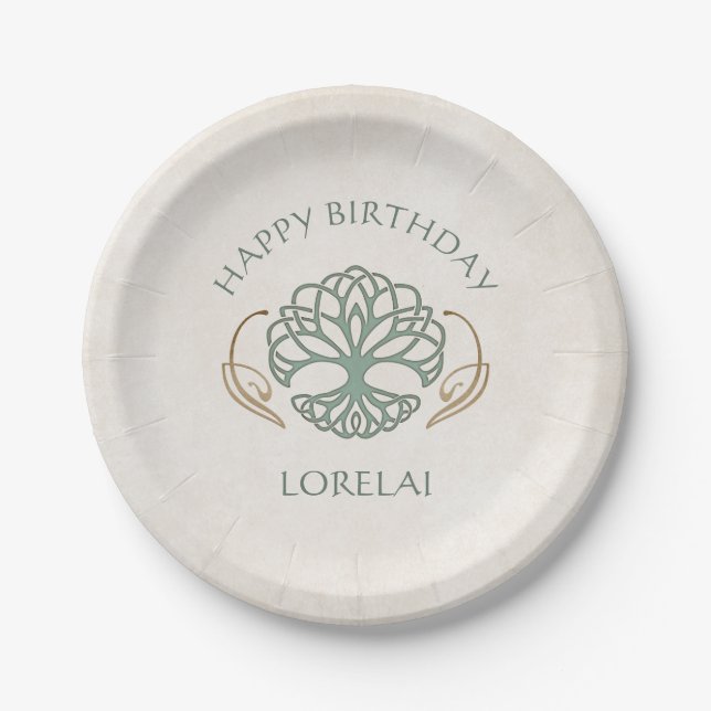 Celtic Medieval Fantasy Birthday Pappteller (Vorderseite)