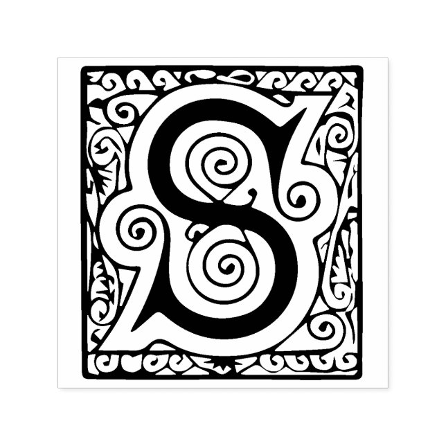 Celtic Medieval Magic Letter S Geblüht Monogramm Permastempel (Design)