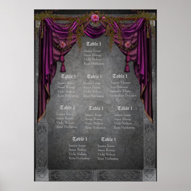 Celtic Medieval Wedding Seating Chart Poster (Vorne)