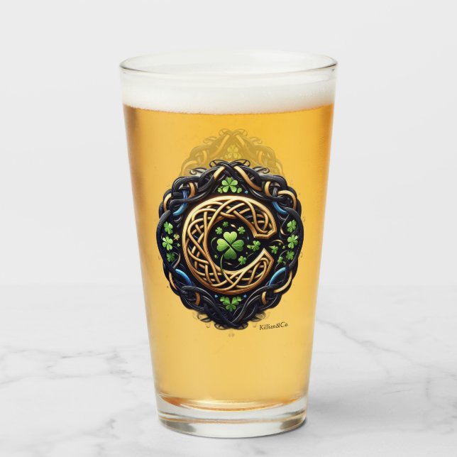 Celtic Monogram Pint Glass Glas (Vorne (Gefüllt))