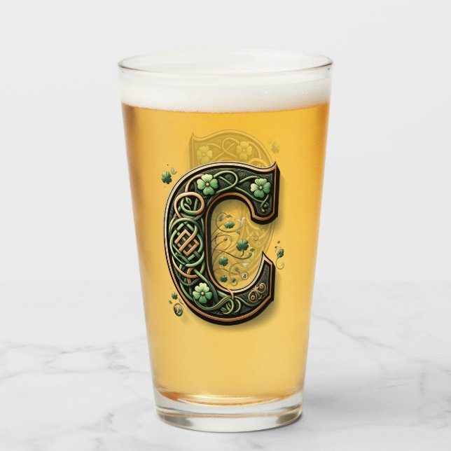 Celtic Monogram Pint Glass Glas (Vorne (Gefüllt))