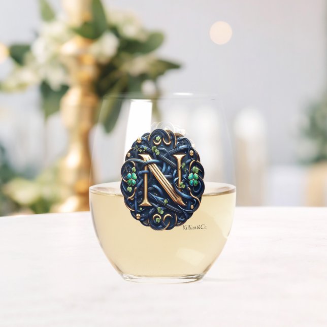 Celtic Monogram Wine Glass Set Weinglas Ohne Stiel (Insitu (Hochzeit))