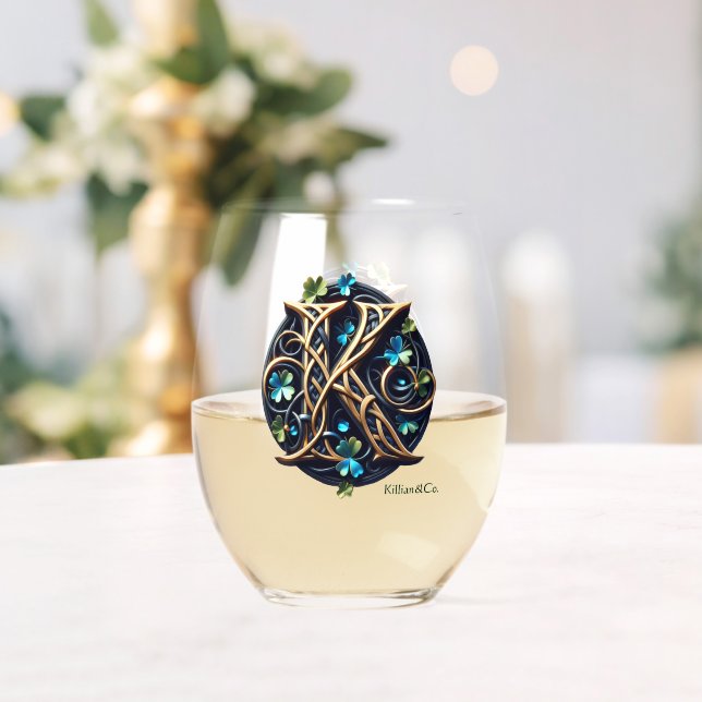 Celtic Monogram Wine Glass Set Weinglas Ohne Stiel (Insitu (Hochzeit))