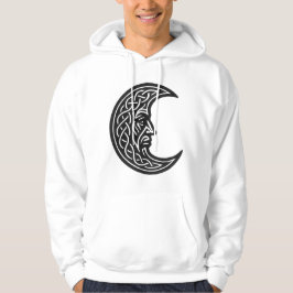 Celtic Moon‑Face Knotwork – Monochrome Ink Emblem Hoodie