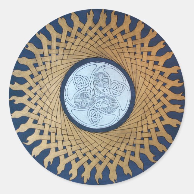 Celtic Moon Runder Aufkleber (Vorderseite)