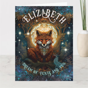 Celtic Moonlit Fox Personalisierter verzauberter F Karte