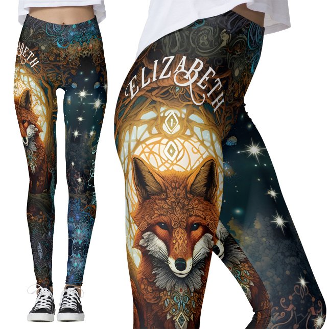 Celtic Moonlit Fox Personalisierter verzauberter F Leggings (Von Creator hochgeladen)