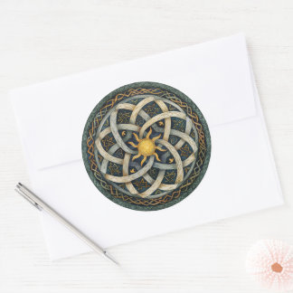 Celtic Mythology and Sun Symbols Litha Runder Aufkleber
