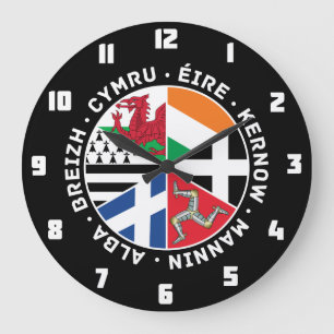 Celtic Nations Flags Große Wanduhr