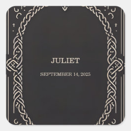 Celtic Nordic Fun Mittelalterliches Scroll Brautpa Quadratischer Aufkleber