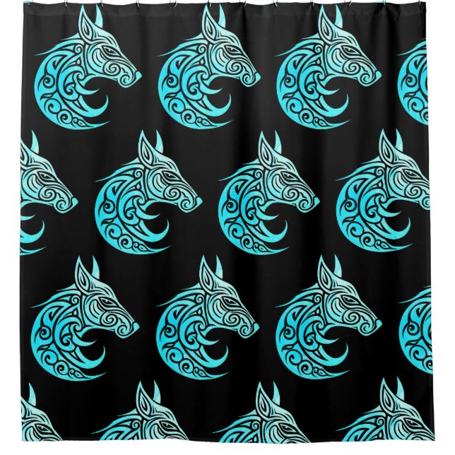 Celtic Nordic Winter Fox Duschvorhang (Vorderseite)
