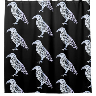 Celtic Nordic Winter Raven Crow Duschvorhang