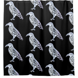 Celtic Nordic Winter Raven Crow Duschvorhang