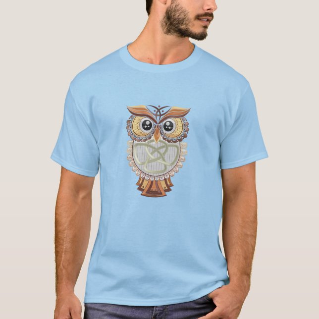 Celtic Owl Embroidery Graphic T-Shirt (Vorderseite)
