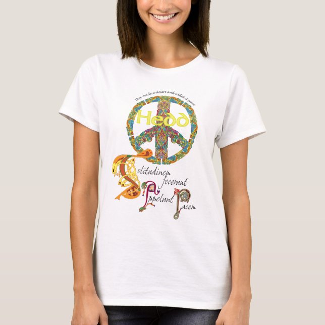 Celtic Peace Sign mit Latin Zitat und Walish T-Shirt (Vorderseite)