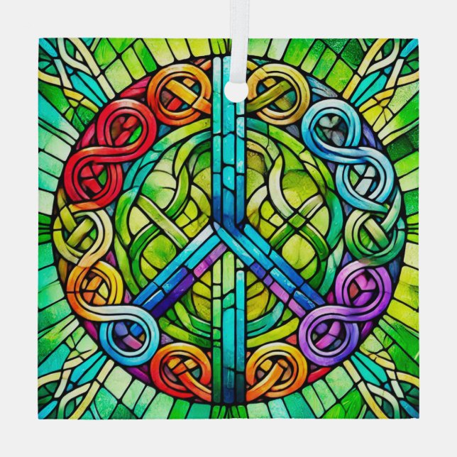 Celtic Peace Symbol Suncatcher Glass Ornament (Rückseite)