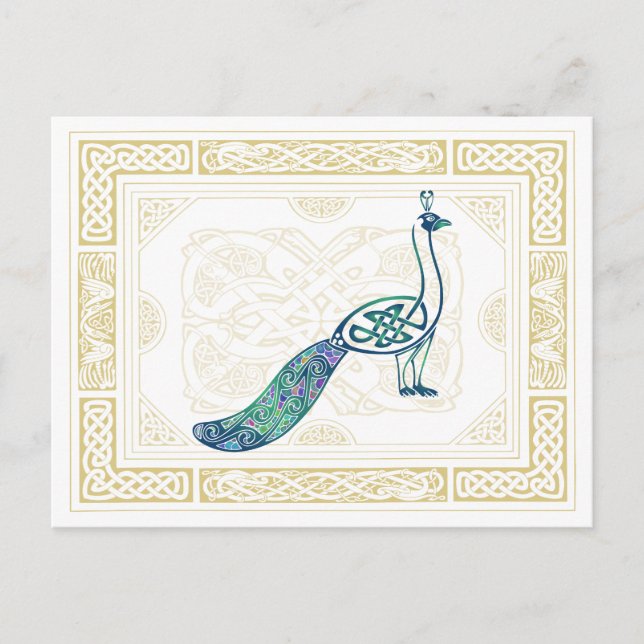 Celtic Peacock Postkarte (Vorderseite)