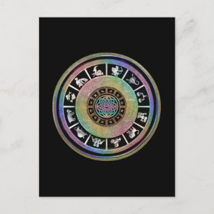 Celtic Rainbow Zodiac Mandala Postkarte