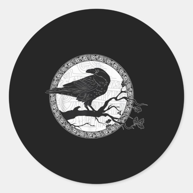 Celtic Raven Viking Wisdom Kunst Runder Aufkleber (Vorderseite)