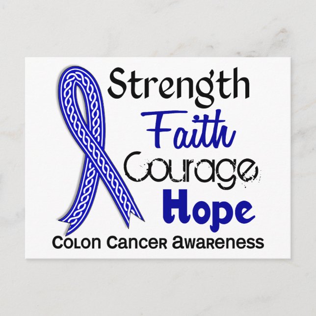Celtic Ribbon Stärke Faith Hope Colon Cancer Postkarte (Vorderseite)