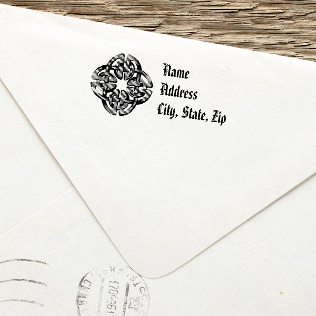 Celtic Rücksendeadresse Briefmarke Einfach Rustika Permastempel (Celtic Cross Return Address Custom Stamp.)