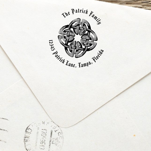 Celtic Rücksendeadresse Briefmarke Einfach Rustika Permastempel (Celtic cross return address stamp. )