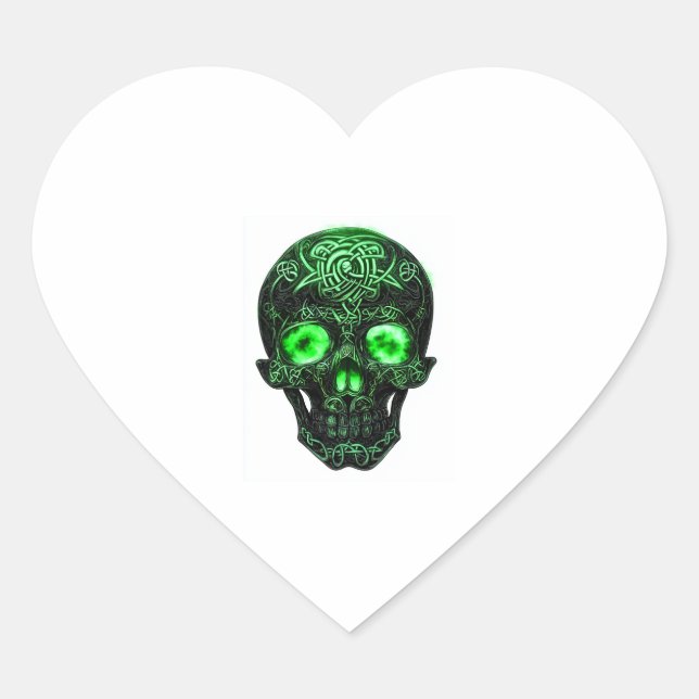 Celtic Rune Skull Herz-Aufkleber (Vorderseite)