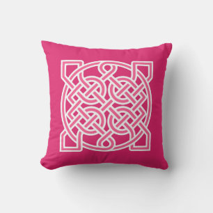 Celtic Sailor's Knot, Fuchsia Pink und White Kissen