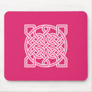 Celtic Sailor's Knot, Fuchsia Pink und White Mousepad