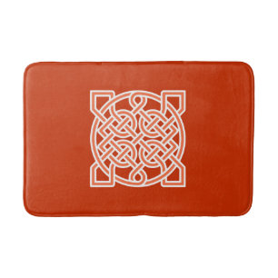 Celtic Sailor's Knot, Mandarin Orange und White Badematte
