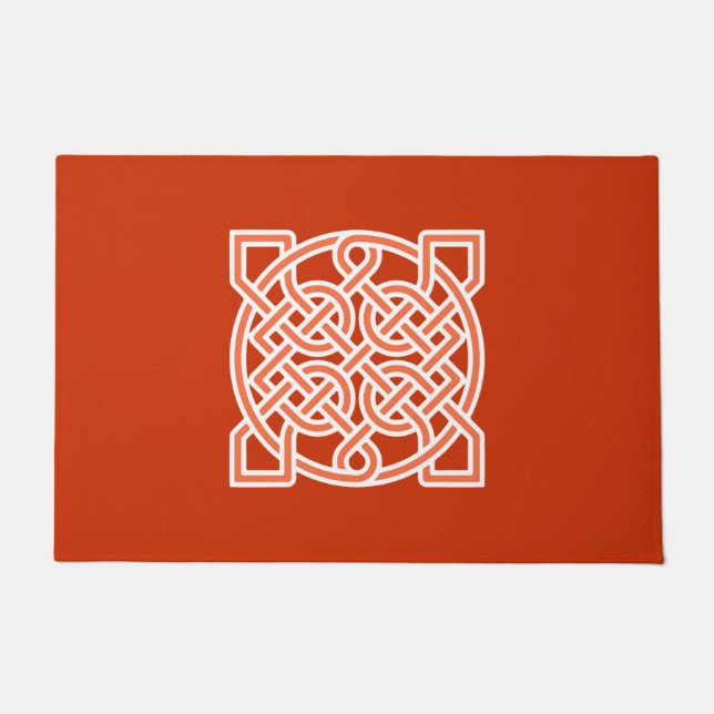 Celtic Sailor's Knot, Mandarin Orange und White Fußmatte (Vorderseite)