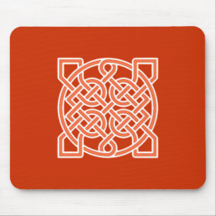 Celtic Sailor's Knot, Mandarin Orange und White Mousepad