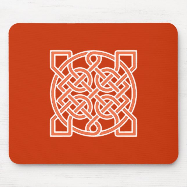 Celtic Sailor's Knot, Mandarin Orange und White Mousepad (Vorne)