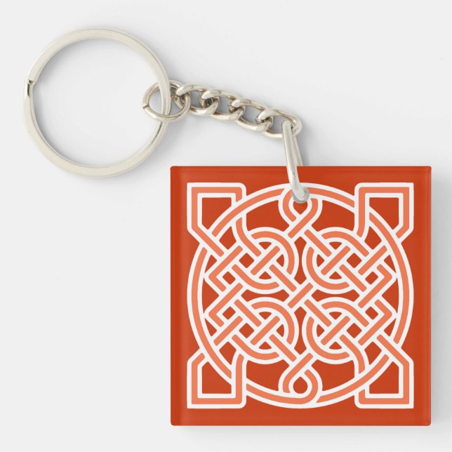 Celtic Sailor's Knot, Mandarin Orange und White Schlüsselanhänger (Vorderseite)