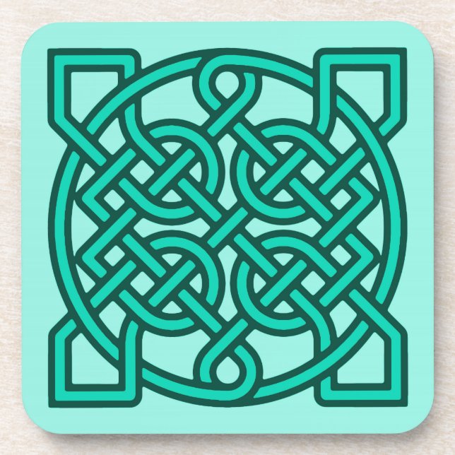 Celtic Sailor's Knot, Türkis, Aqua und Aquamarin Getränkeuntersetzer (Vorderseite)
