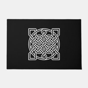 Celtic Sailor's Knot, weiß auf schwarzem Hintergru Fußmatte