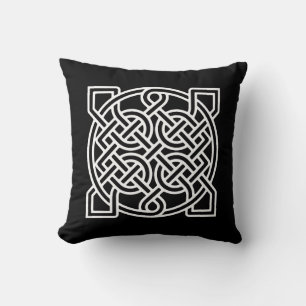 Celtic Sailor's Knot, weiß auf schwarzem Hintergru Kissen
