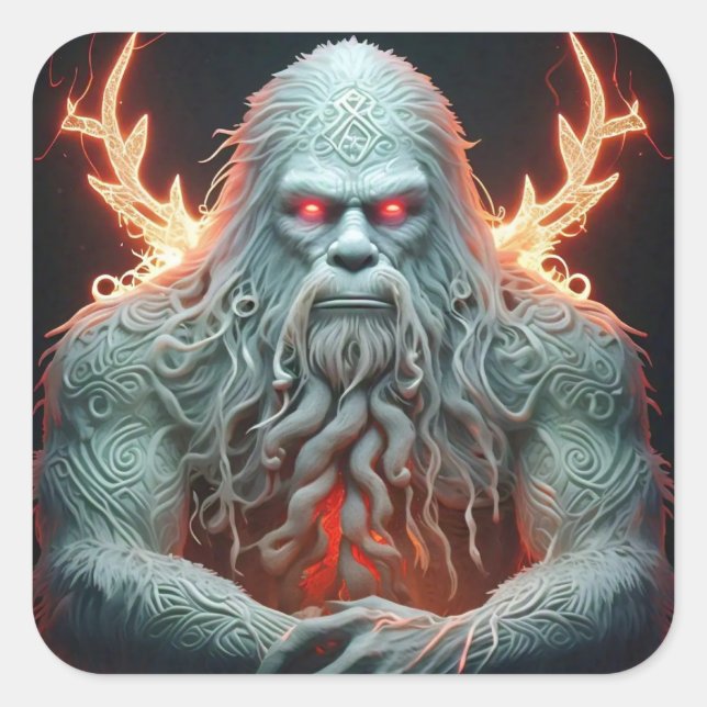 Celtic Sasquatch Quadratischer Aufkleber (Vorderseite)