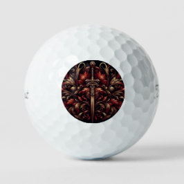 Celtic Scottish Red und Bronze Sword Golfball