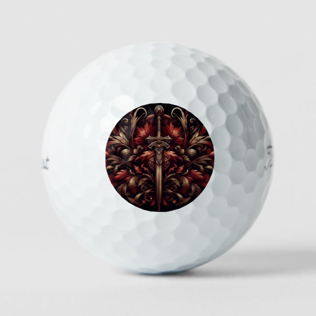 Celtic Scottish Red und Bronze Sword Golfball (Vorderseite)