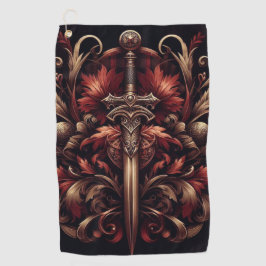 Celtic Scottish Red und Bronze Sword Golfhandtuch